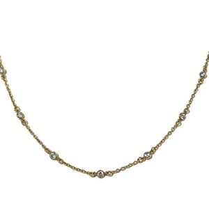 14K Gold Filled CZ Station Necklace
